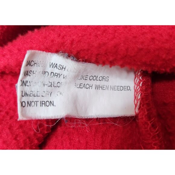 Men's Old Navy Red quarter-zip fleece pullover Sz. L Front Spell Out Y2k Retro - Picture 5 of 10